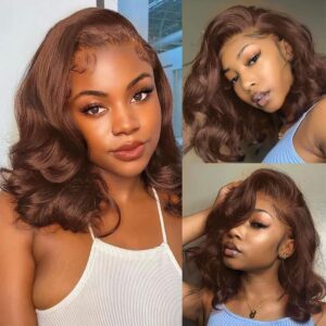 LACE FRONT WIG 12″ NATURAL BLACK/BROWN 130% DENSITY