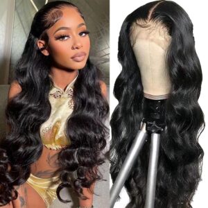LACE FRONT WIG 18″ NATURAL BLACK WAVY 130% DENSITY