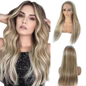 LACE FRONT WIG 18″ ROOTED BLONDE 130% DENSITY