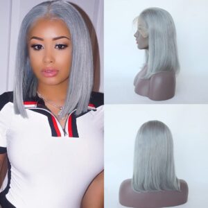 LACE FRONT WIG 12″ LIGHT GREY 130% DENSITY